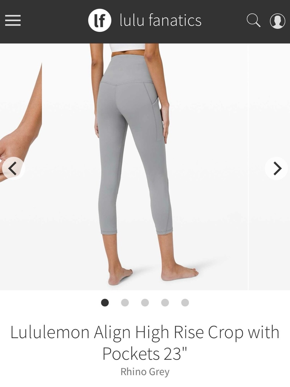 lululemon Align High Rise Crop Leggings with Pockets in Rhino Grey